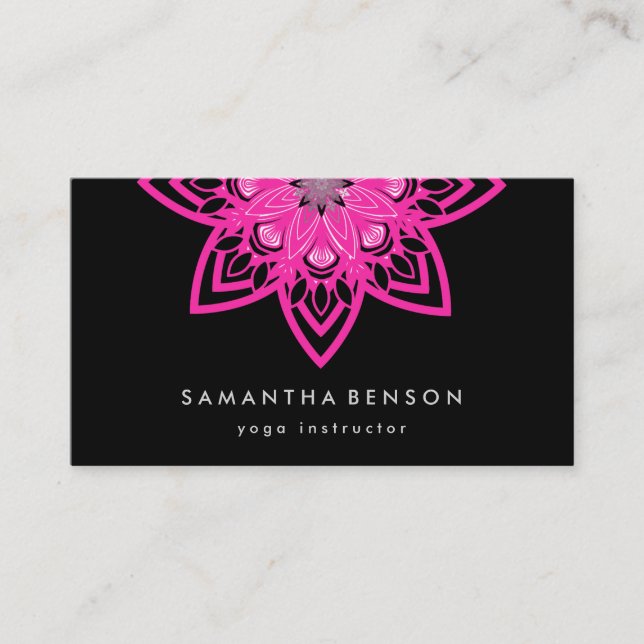 Elegant Lotus Flower Logo Yoga Business Card (Front)