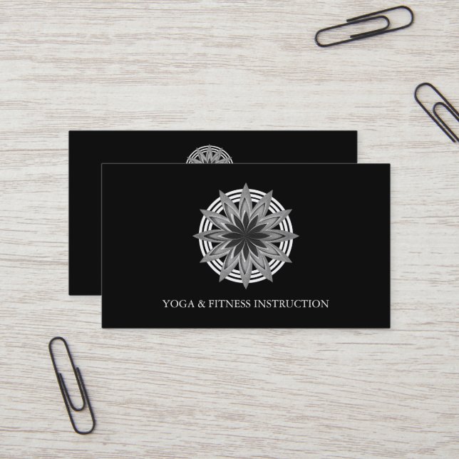 Elegant Lotus Flower Logo Yoga Business Card (Front/Back In Situ)
