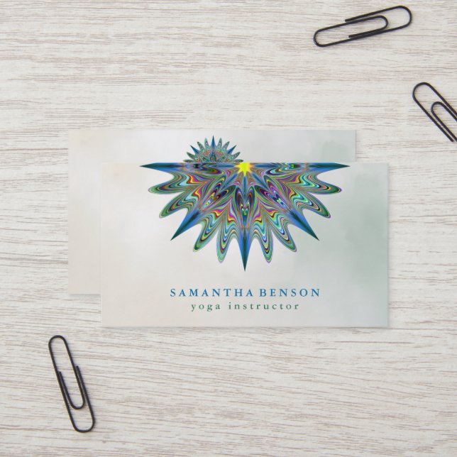 Elegant Lotus Flower Logo Yoga Business Card (Front/Back In Situ)