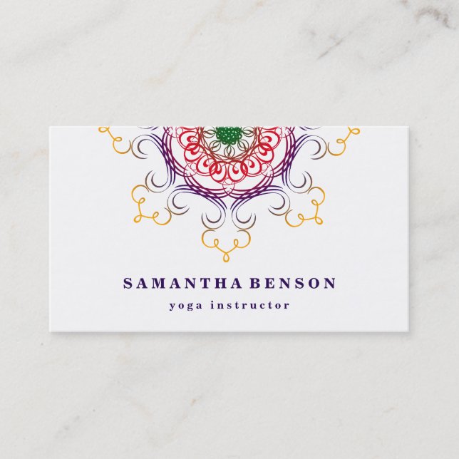 Elegant Lotus Flower Logo Yoga Business Card (Front)