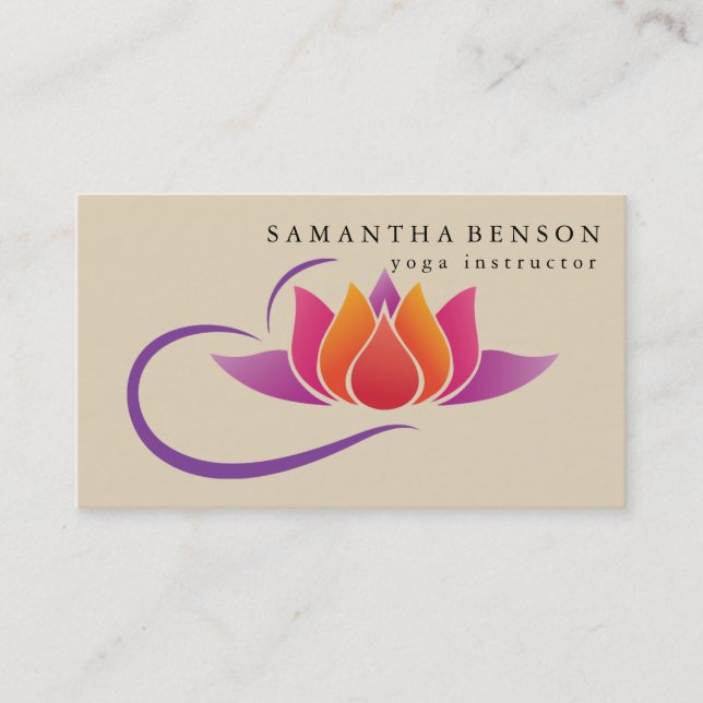 Elegant Lotus Flower Logo Yoga Business Card (Front)
