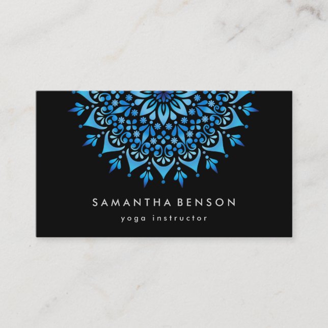 Elegant Lotus Flower Logo Yoga  Business Card (Front)