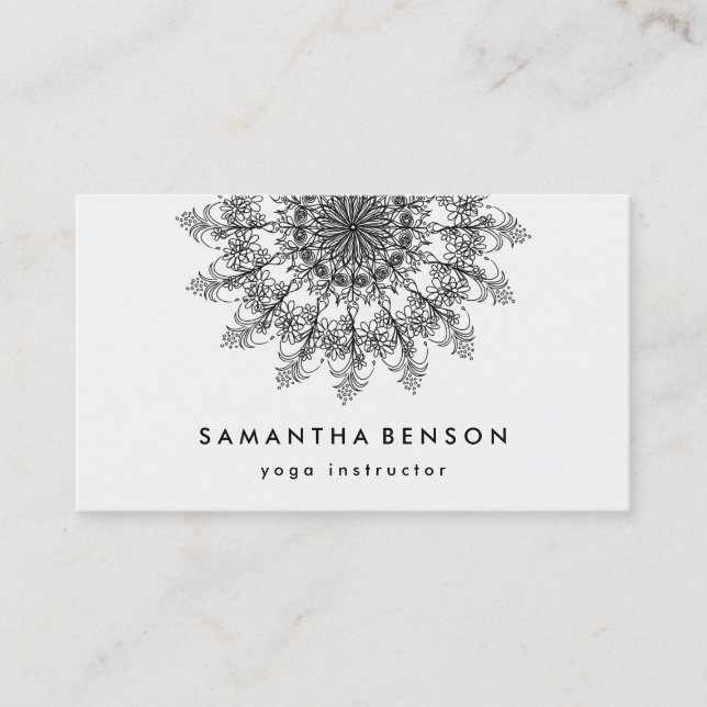 Elegant Lotus Flower Logo Yoga Business Card (Front)