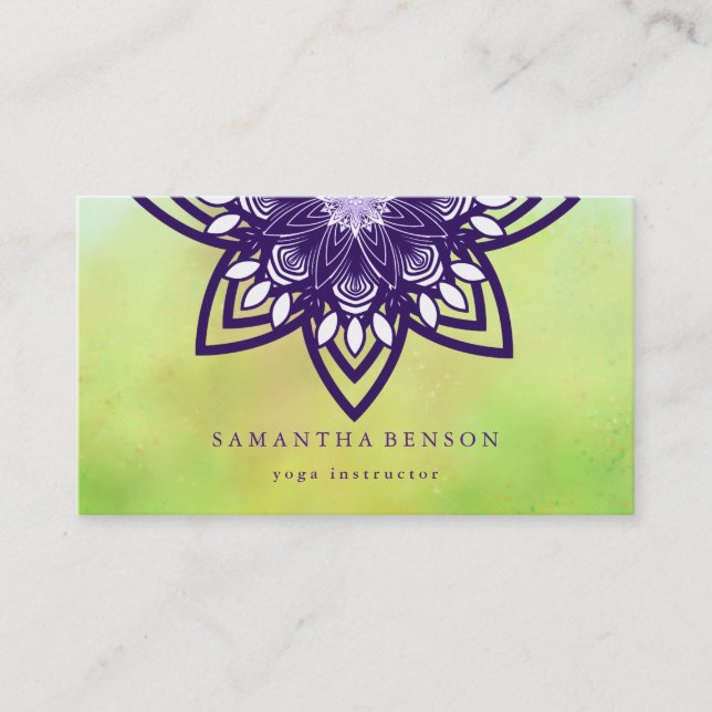 Elegant Lotus Flower Logo Yoga Business Card (Front)