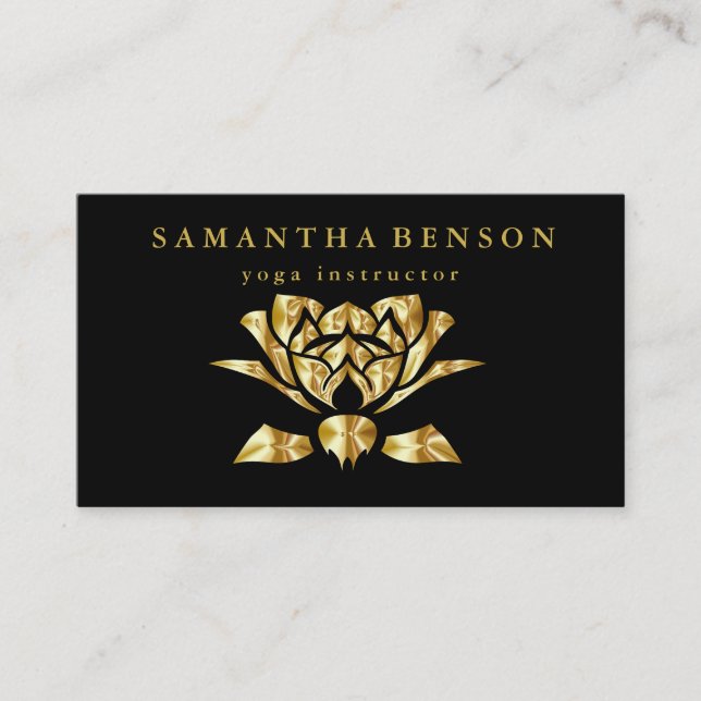 Elegant Lotus Flower Logo Yoga Business Card (Front)