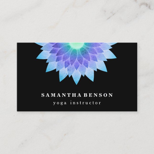 Elegant Lotus Flower Logo Yoga Business Card (Front)