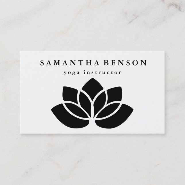 Elegant Lotus Flower Logo Yoga Business Card (Front)
