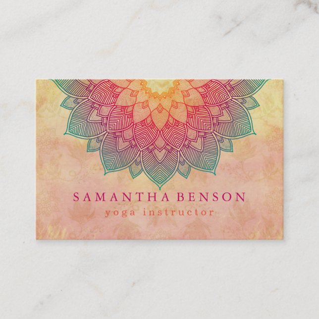 Elegant Lotus Flower Logo Yoga Business Card (Front)