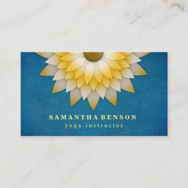 Elegant Lotus Flower Logo Yoga Business Card (Front)
