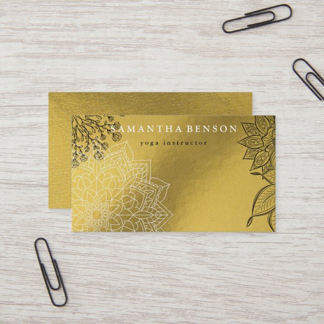 Elegant Lotus Flower Logo Yoga Business Card (Front/Back In Situ)