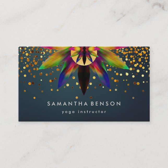 Elegant Lotus Flower Logo Yoga Business Card (Front)