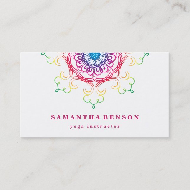 Elegant Lotus Flower Logo Yoga Business Card (Front)