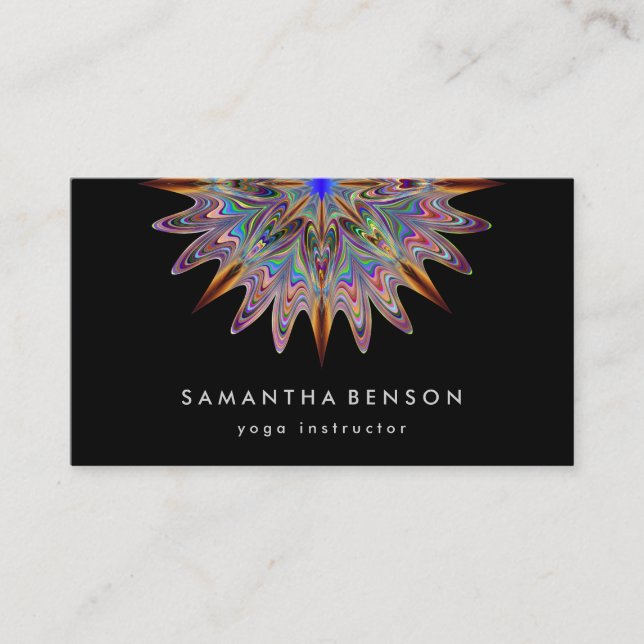 Elegant Lotus Flower Logo Yoga Business Card (Front)