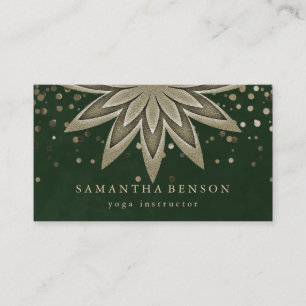 Elegant Lotus Flower Logo Yoga Confetti Business Card