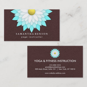 Elegant  Lotus Flower Logo Yoga Instructor Business Card