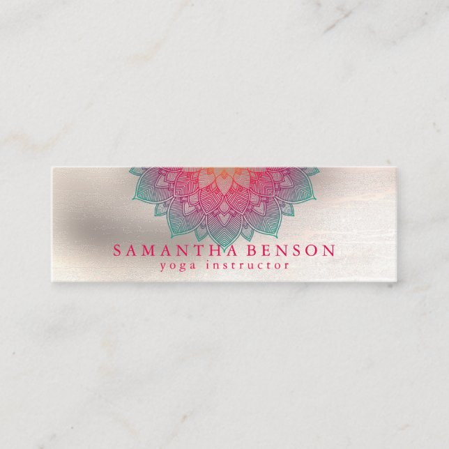 Elegant Lotus Flower Logo Yoga Mini Business Card (Front)