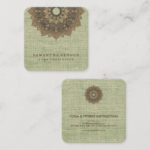 Elegant Lotus Flower Logo Yoga Square Business Card