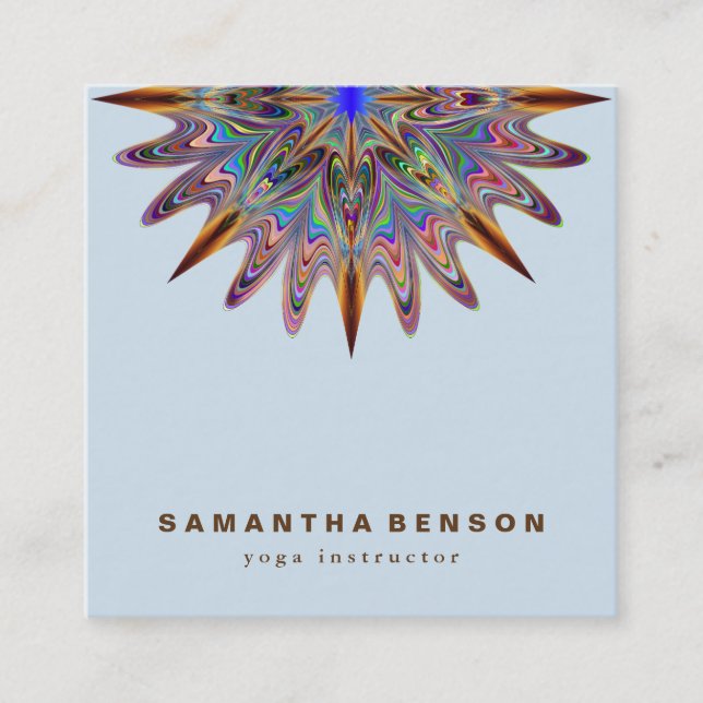 Elegant Lotus Flower Logo Yoga Square Business Card (Front)