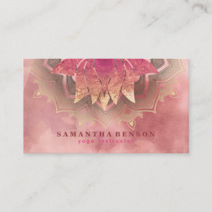 Elegant Lotus Flower Mandala Logo Yoga Instructor Business Card