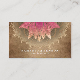 Elegant Lotus Flower Mandala Logo Yoga Instructor Business Card