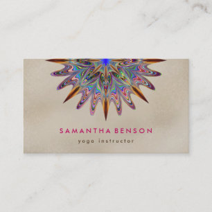 Elegant Lotus Flower Mandala Logo Yoga Instructor  Business Card