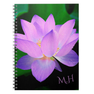 Elegant Lotus Flower Monogram Notebook