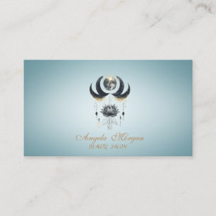 Elegant Lotus Flower Moon Blue Business Card