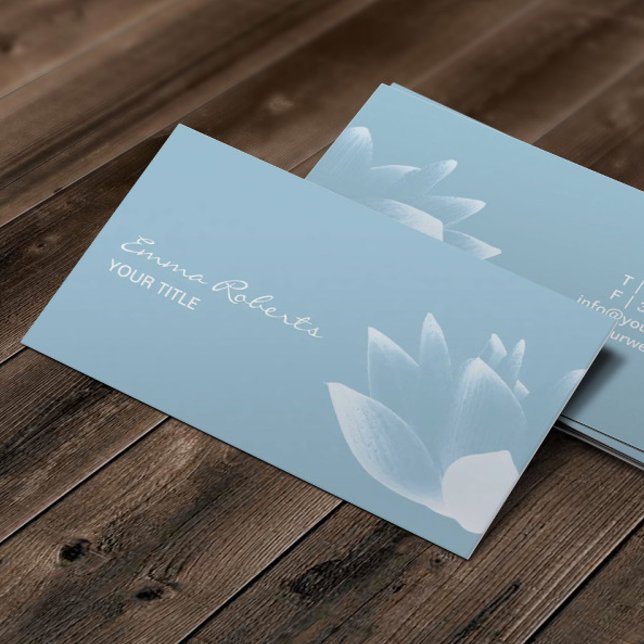 Elegant Lotus Flower Stylish Light Blue Business Card (Creator Uploaded)