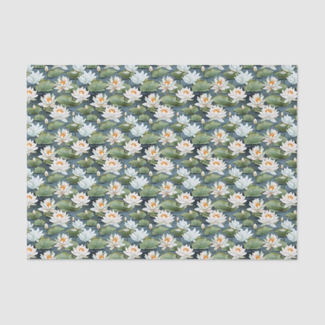Elegant Lotus flower tiled pattern  Tissue Paper (Front)