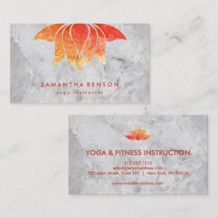 Elegant  Lotus Flower White Marble Yoga Instructor Business Card