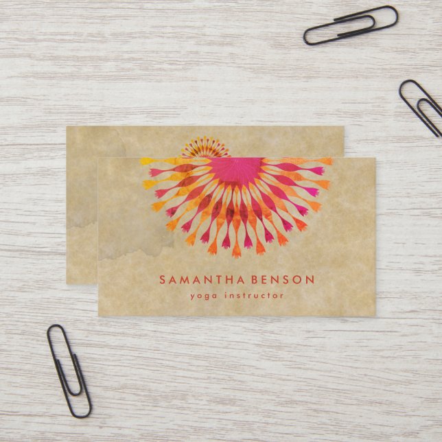 Elegant  Lotus Flower White Marble Yoga Instructor Business Card (Front/Back In Situ)