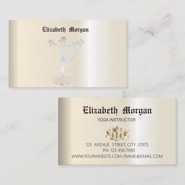 Elegant    lotus flower yoga, business card (Front/Back)