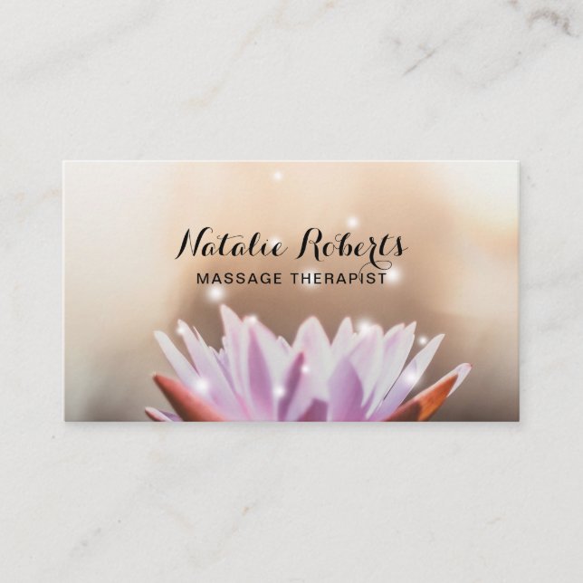 Elegant Lotus Flower Yoga Spa Massage Therapy Appointment Card (Front)