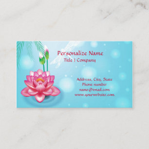 Elegant Lotus Flower Zen Yoga Meditation Sky Blue Business Card