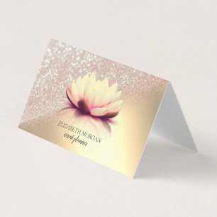 Elegant Lotus Glitter Gold Business Card
