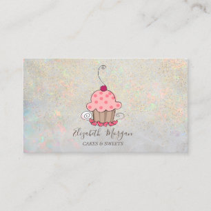 Elegant Lotus Gold Confetti Cupcake Opal Business Card