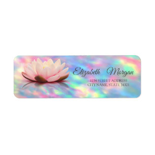 Elegant Lotus Holographic Iridescent Opal Return Address Label