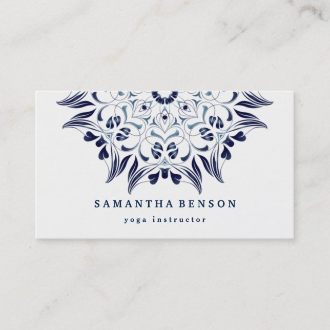 Elegant Lotus Logo Yoga Meditation Wellness Business Card (Front)