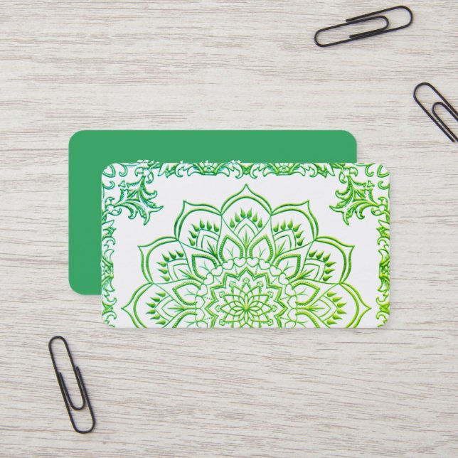 Elegant Lotus Mandala Ombre Business Card (Front/Back In Situ)