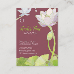 Elegant Lotus Massage Therapist Business Card