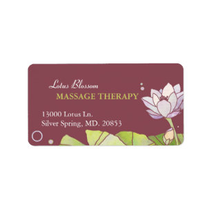 Elegant Lotus Massage Therapy Business Label