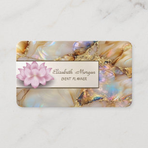 Elegant Lotus Pearl Marble Business Card