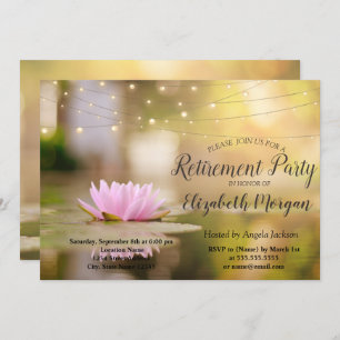 Elegant Lotus String Lights Retirement Party Invitation