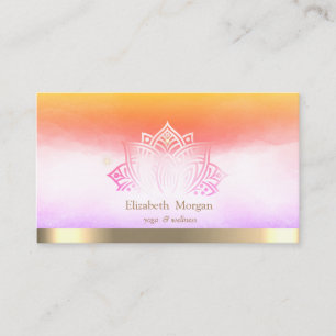 Elegant Lotus Stripe Ombre Watercolor Business Card
