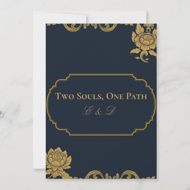 Elegant Lotus Themed Wedding Invite (Front)