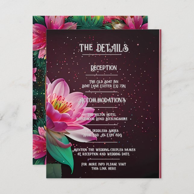 Elegant Lotus Wedding Invitation | Floral Cosmic  (Front/Back)