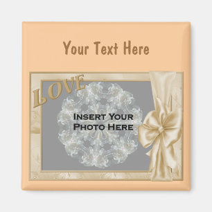 Elegant Love And Bow Design Photo Magnet