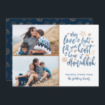 Elegant Love and Light Hanukkah 2 Photo Holiday Card<br><div class="desc">A stylish and modern Hanukkah design in faux gold / copper foil and dark blue.  The main text reads,  "May love and light fill your heart and home at Hanukkah." Two photo templates and text templates included for personalisation.  For design or product requests,  please contact me (Tracey) at orabellaprints@outlook.com.</div>