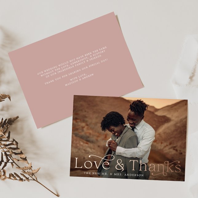 Elegant Love and Thanks Dusty Rose Photo Wedding (Creator Uploaded)