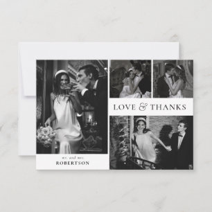 Elegant Love and Thanks Photo Collage Wedding Thank You Card